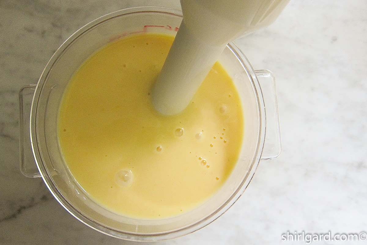 Mixing Mango Vanilla Gelato with Immersion Blender
